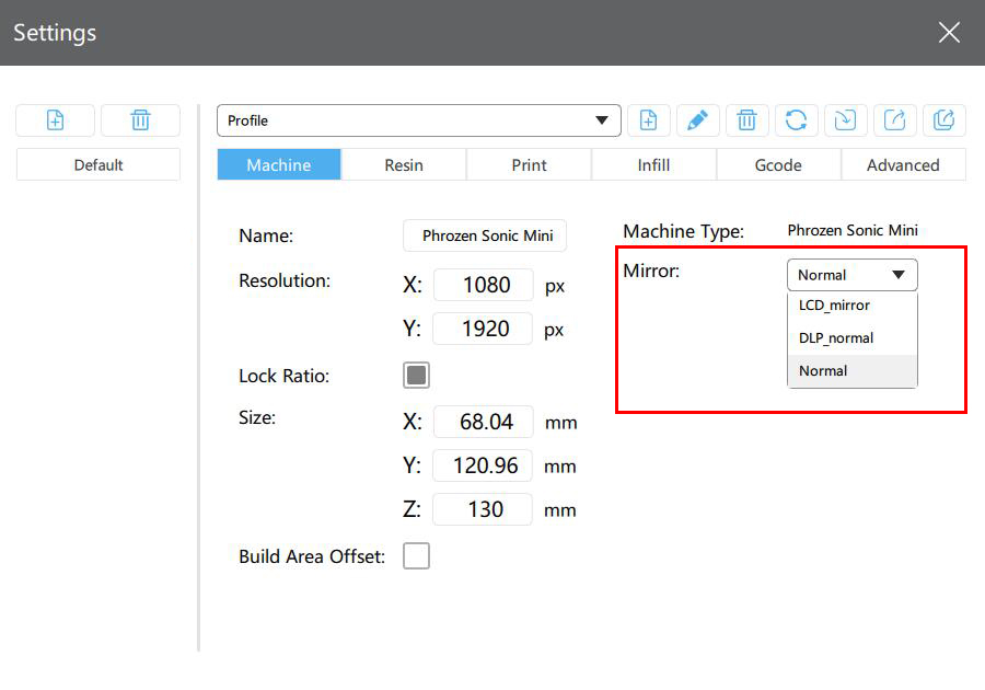 Guide for Mirror Parameters in CHITUBOX